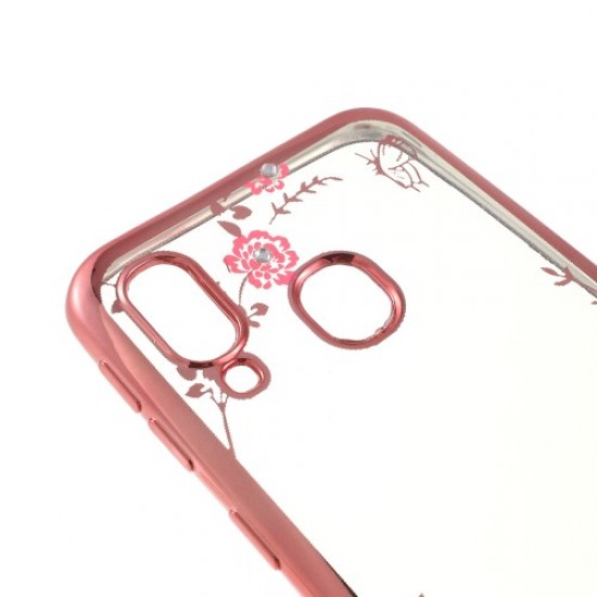 Electroplated TPU Rhinestone Phone Cover for Samsung Galaxy A40 - Rose Gold Samsung Cases Mobile