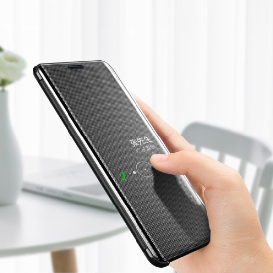 View Window Mirror Surface Leather Phone Case for iPhone XS Max 6.5 inch - Black Apple Cases Mobile