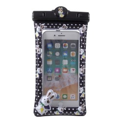 Cartoon Pattern Universal Waterproof Bag Case for 6-inch Smartphone - Black