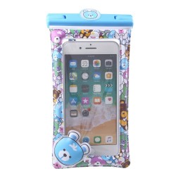 Cartoon Pattern Universal Waterproof Bag Pouch Case for 6-inch Smartphone - Blue
