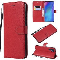 Δερμάτινη Θήκη Πορτοφόλι με Βάση Στήριξης για Huawei P30 Pro - Κόκκινο