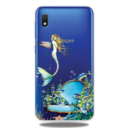 Pattern Printing Extremely Clear TPU Phone Cover Case for Samsung Galaxy A10 - Mermaid