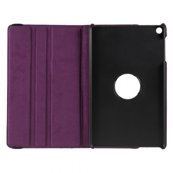 For Samsung Galaxy TAB A 10.1 (2019) SM-T510/SM-T515 Litchi Texture Leather Protection Tablet Cover [with 360 Degree Rotary Stand] - Purple Samsung Cases Mobile Tablet