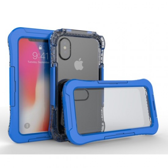 IP68 6M Underwater Waterproof Case Dirt/Dust/Snow Proof Mobile Phone Shell for iPhone X/XS 5.8inch - Blue Apple Cases Mobile