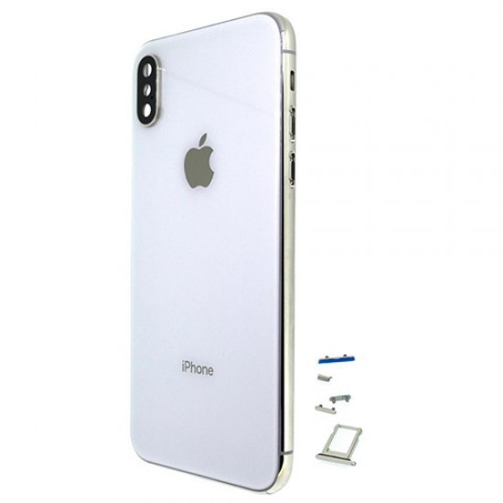 Battery Cover with Metal Frame and Keys for iPhone X - White Apple Parts
