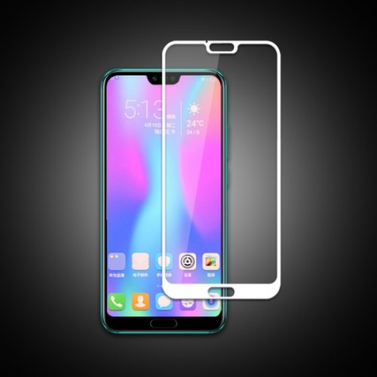 MOCOLO Silk Print Arc Edge Full Coverage Tempered Glass Screen Film for Huawei Honor 10 - White Huawei Screen Protectors
