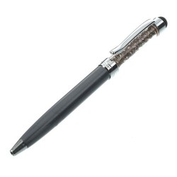 Grey Bling Flowing Crystal Capacitive Touch Stylus and Ballpoint Pen for iPhone iPad Samsung LG Huawei