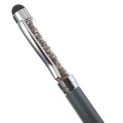 Πενάκι Αφής και Στυλό με Διακόσμηση Κρυστάλλων για όλα τα Smarphones και Tablets - Γκρι
