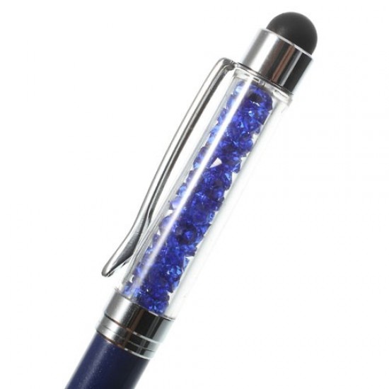Dark Blue Bling Rhinestone Capacitive Touch Stylus and Ballpoint Pen for iPhone iPad Samsung Sony HTC Pen