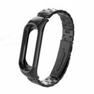 Screwless Three Beads Stainless Steel Band Replacement for Xiaomi Mi Band 3 - Black