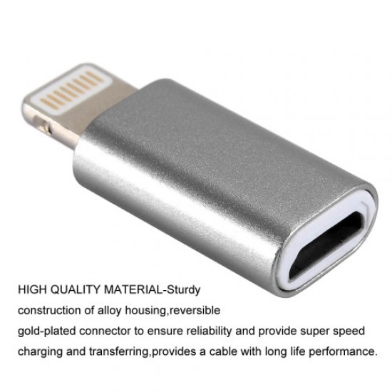 HAT PRINCE Aluminum Alloy Lightning 8pin Male to Micro USB Female Adapter - Dark Grey Cables Adapters & Chargers