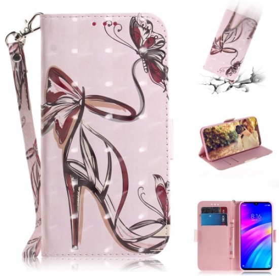 Light Spot Decor Patterned Wallet Stand PU Leather Phone Case for Xiaomi Redmi 7 / Redmi Y3 - High Heel Sandal XIAOMI Cases Mobile