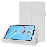 Litchi Texture Leather Stand Protective Case for Lenovo Tab E8 - White