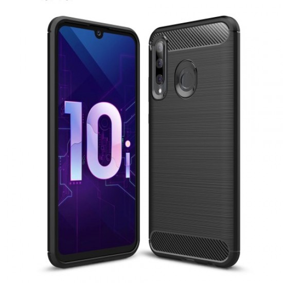 Carbon Fiber Texture Brushed TPU Cover Case for Huawei P Smart Plus 2019 / Enjoy 9s / nova 4 lite / Honor 10i - Black Huawei Cases Mobile