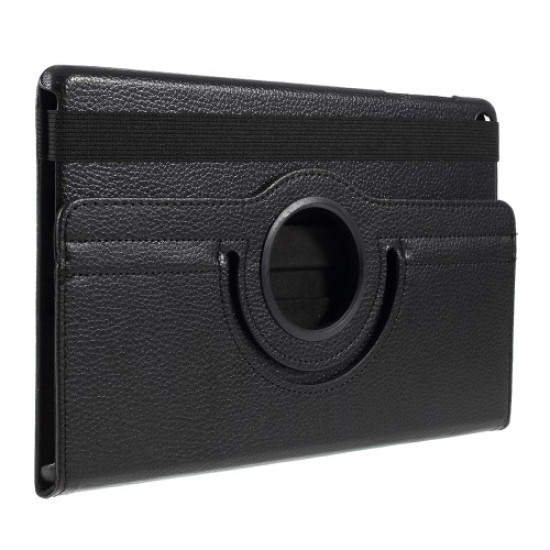 For Samsung Galaxy TAB A 10.1 (2019) SM-T510/SM-T515 Litchi Texture Leather Protection Tablet Cover [with 360 Degree Rotary Stand] - Black Samsung Cases Mobile Tablet