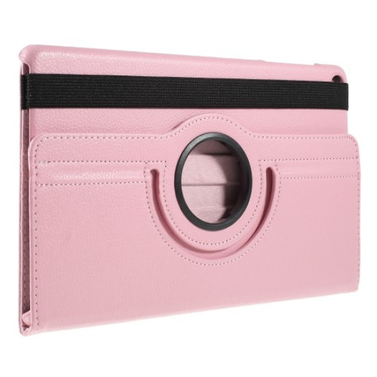 For Samsung Galaxy TAB A 10.1 (2019) SM-T510/SM-T515 Litchi Texture Leather Protection Tablet Cover [with 360 Degree Rotary Stand] - Pink Samsung Cases Mobile Tablet