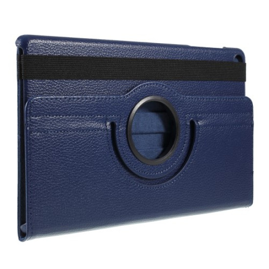 For Samsung Galaxy TAB A 10.1 (2019) SM-T510/SM-T515 Litchi Texture Leather Protection Tablet Cover [with 360 Degree Rotary Stand] - Dark Blue Samsung Cases Mobile Tablet