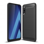 Carbon Fibre Brushed TPU Shell Case for Samsung Galaxy A70 - Black