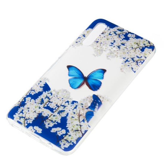 Θήκη Σιλικόνης TPU για Samsung Galaxy A70 - Μπλε Πεταλούδα και Λουλούδια Samsung Θήκες Κινητών