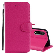 Litchi Skin Wallet Leather Stand Case for Samsung Galaxy A50 - Rose