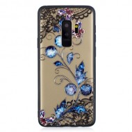 Θήκη Σιλικόνης TPU με Σκληρή Πλάτη για Samsung Galaxy S9 Plus - Μπλε Πεταλούδα και Λουλούδια