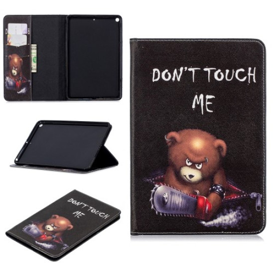 Tablet Case for iPad mini (2019) 7.9 inch Pattern Printing PU Leather Wallet Stand Shell - Brown Bear and Warning Words Apple Cases Tablet