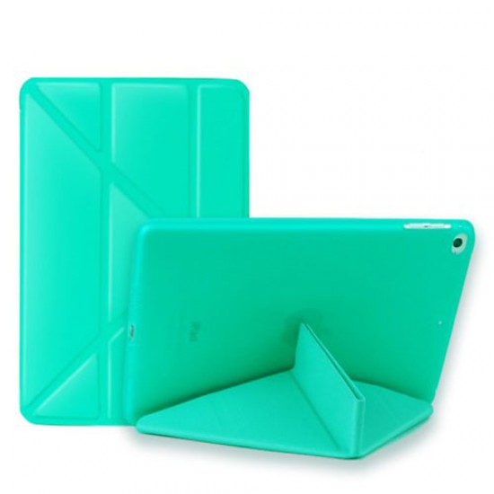 Multi-fold PU Leather Tablet Case Stand Cover for iPad mini (2019) 7.9 inch / mini 4 - Cyan Apple Cases Tablet