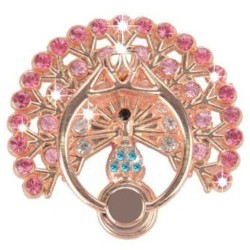 Δαχτυλίδι που Κάνει Βάση Στήριξης για Smartphones - Φτερά Παγωνιού με Στρας