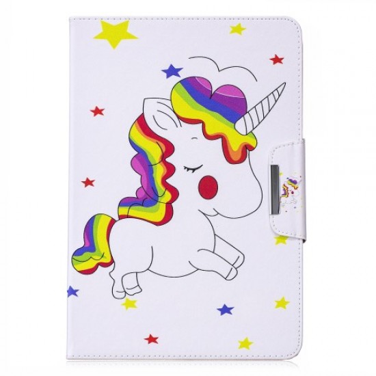 Pattern Printing Universal Leather Wallet Case for 10-inch Tablet PC - Unicorns and Star Universal Tablets Cases