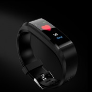 115 Plus Αδιάβροχο Smart Bracelet Sport Wristband Heart Rate Blood Pressure Monitor Fitness Tracker - Μαύρο