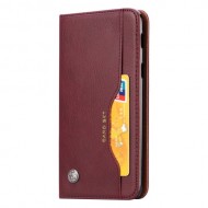 Auto-absorbed Leather Stand Wallet Cellphone Case with Card Slots for Xiaomi Pocophone F1 / Poco F1 (India) - Wine Red