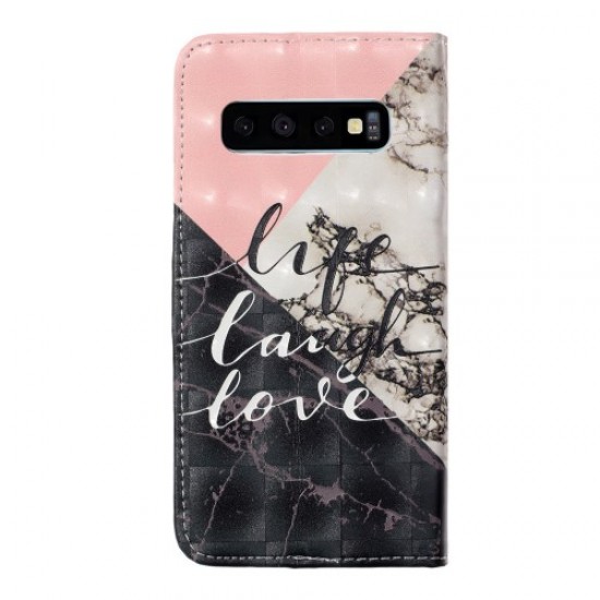 Embossment Patterned Leather Wallet Case for Samsung Galaxy S10 - Marble Pattern Samsung Cases Mobile