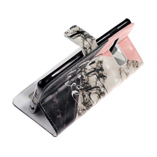 Embossment Patterned Leather Wallet Case for Samsung Galaxy S10 - Marble Pattern Samsung Cases Mobile