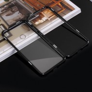 Detachable Magnetic Metal Frame + Tempered Glass Back Protection Cover for Xiaomi Redmi Note 7 / Note 7 Pro (India) - Black