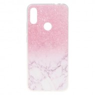 Pattern Printing Soft TPU Back Case for Xiaomi Redmi Note 7 / Note 7 Pro (India) - Pink Glitter and Marble