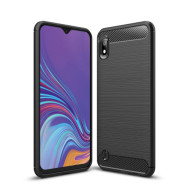 Carbon Fiber Brushed TPU Shell Case for Samsung Galaxy A10 - Black