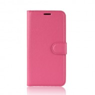 Litchi Skin PU Leather Wallet Stand Mobile Casing for Samsung Galaxy A30 / A20 - Rose