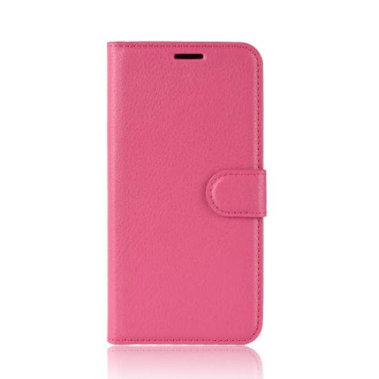 Litchi Skin PU Leather Wallet Stand Mobile Casing for Samsung Galaxy A30 / A20 - Rose Samsung Cases Mobile