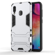Cool Guard PC TPU Hybrid Back Casing with Kickstand for Samsung Galaxy A30/A20 - Silver