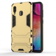 Cool Guard PC TPU Hybrid Back Casing with Kickstand for Samsung Galaxy A30/A20 - Gold