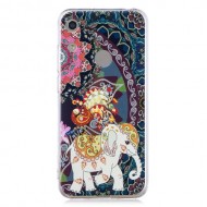 Pattern Printing TPU Back Case for Huawei Honor 8A - Flower and Elephant