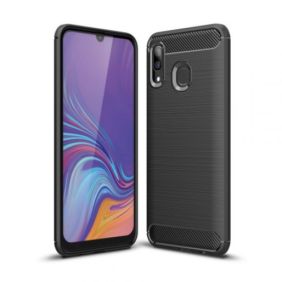 Carbon Fiber Texture Brushed TPU Case for Samsung Galaxy A40 - Black Samsung Cases Mobile