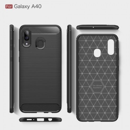 Carbon Fiber Texture Brushed TPU Case for Samsung Galaxy A40 - Black Samsung Cases Mobile