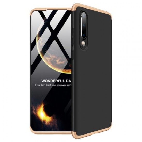 GKK Detachable 3-Piece Matte Hard PC Case for Huawei P30 - Gold / Black Huawei Cases Mobile