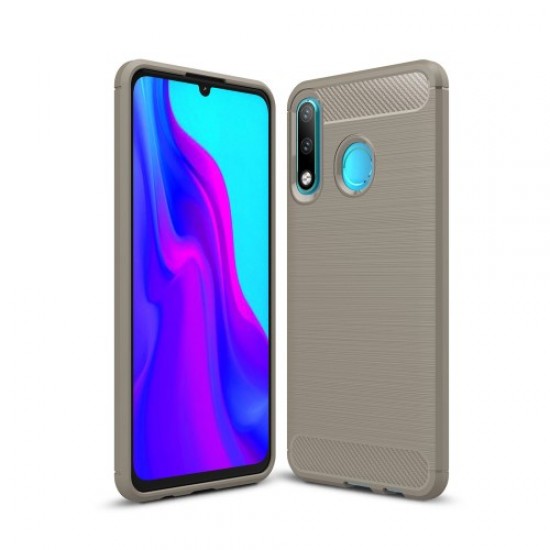 Carbon Fiber Texture Brushed TPU Protector Cover for Huawei P30 Lite - Grey Huawei Cases Mobile
