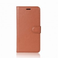 Litchi Skin [Stand Wallet] Leather Phone Casing for Huawei P30 Lite - Brown