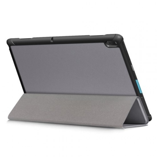 Δερμάτινη Θήκη Βιβλίο Tri-Fold με Βάση Στήριξης για Lenovo Tab E10 TB-X104F - Γκρι Lenovo Θήκες Tablet