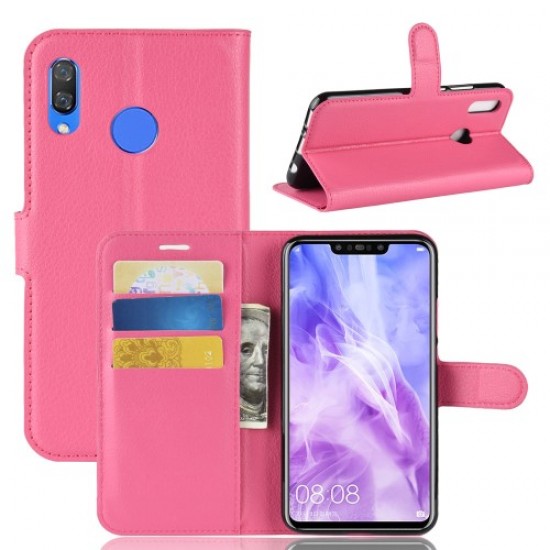 Litchi Skin Wallet Leather Stand Case Cover for Huawei nova 3 - Rose Huawei Cases Mobile
