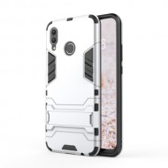 Υβριδική Θήκη Συνδυασμού Σιλικόνης TPU και Πλαστικού με Βάση Στήριξης για Huawei nova 3 - Ασημί