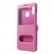 Silk Texture Dual Window PU Leather Phone Cover for Huawei nova 3 - Rose